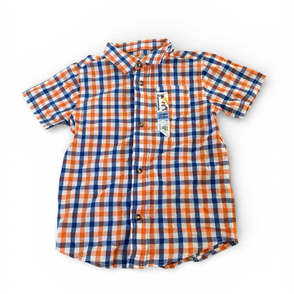 Garanimals toddler boys short-sleeve button-up plaid shirt- Size 5T